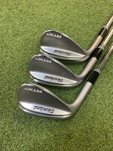 Used LH Cleveland RTX 4 Zipcore Wedge Set 50*, 54*, 58* Dynamic Gold Tour Issue