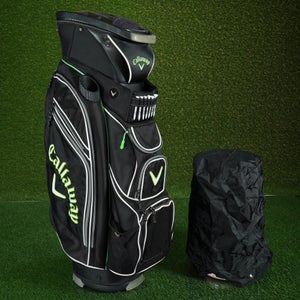 CALLAWAY GOLF CART BAG 14-WAY DIVIDERS GOLF BAG, PUTTER WELL, BLACK WHITE GREEN