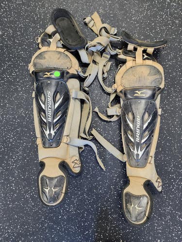 Used Mizuno SAMURAI Catchers Leg Guards Black Youth 11849-S000025481