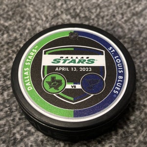 Dallas Stars vs St Louis Blues NHL Match Up Hockey Puck 4/13/2023