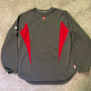 *LARGE* Majestic AUTHENTIC Gray Philadelphia Phillies Therma Base Pullover