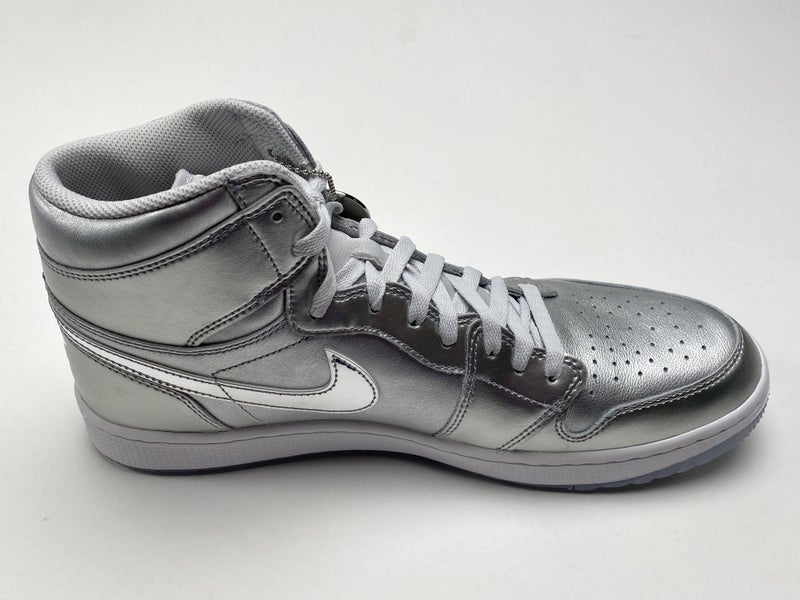 Jordan 1 High G NRG Gift Giving Golf Shoes Silver Men's SZ 10.5 ( FD6815-001 )