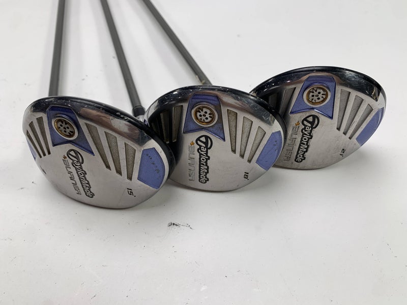 TaylorMade Burner Steel 2007 Wood Set 3 5 7 | 15* 18* 21* REAX 50g Ladies RH