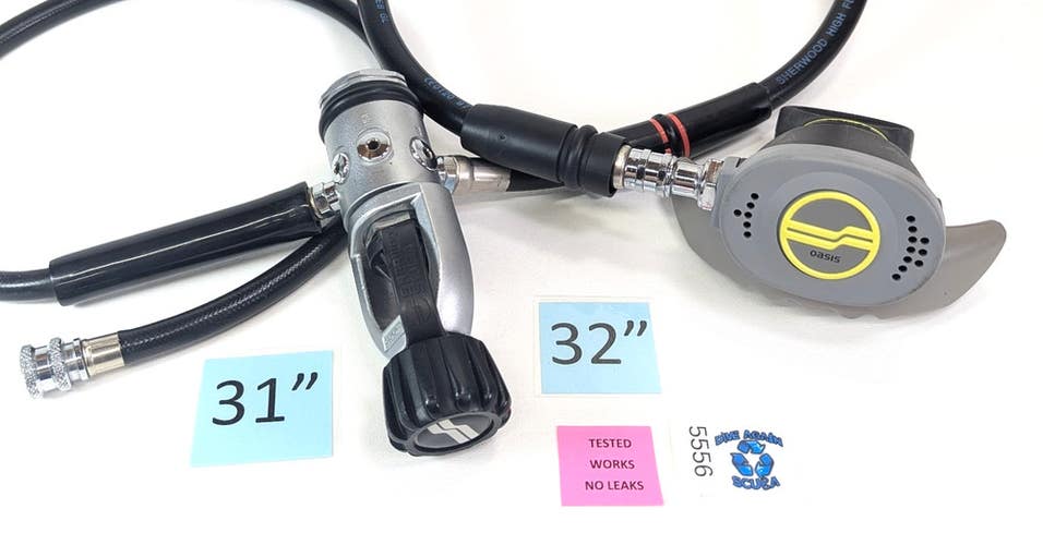 Sherwood Oasis Scuba Dive Regulator Set Yoke, 1st, 2nd Stage & Inflator SRB5700