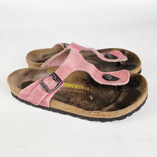 Birkenstock Gizeh Pink Leather Thong Sandals Women's Size: 37 / 6