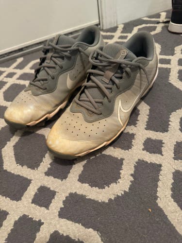 Gray Men's Size M 11.0 (W 12.0) Adult Nike Low Top Air Diamond Molded Cleats (Used)