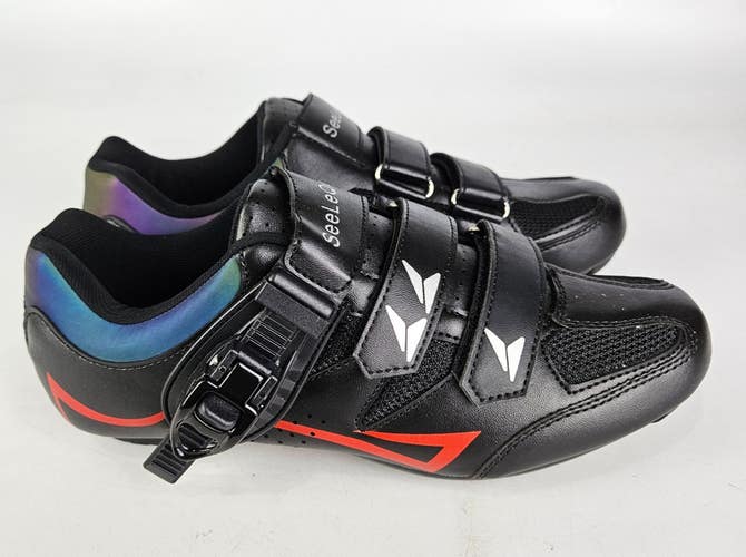 SeeLeQier Cycling Shoes Size: 40 - Men's 7 / Women's 9 Black Road