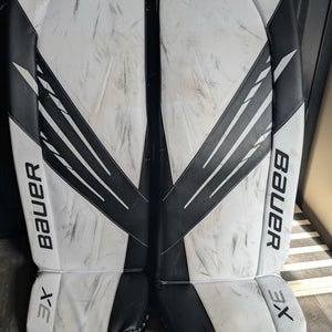 White Used 35 + 1" Senior Large Bauer Vapor 3X Goalie Leg Pads
