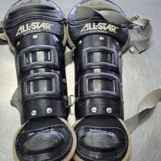 Used All-Star CHILD Catchers Leg Guards Black Youth 11497-S000150188