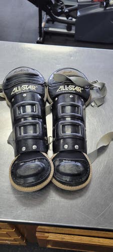 Used All-Star CHILD Catchers Leg Guards Black Youth 11497-S000150188