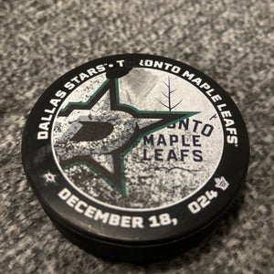 Toronto Maple Leafs vs Dallas Stars NHL Match Up Hockey Puck 12/18/2024