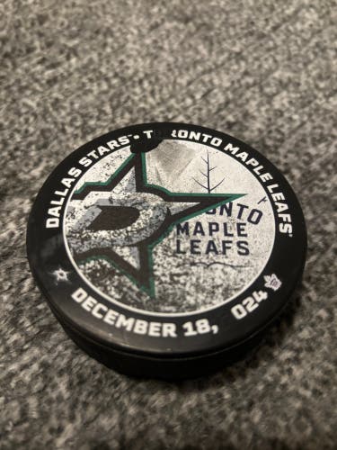 Toronto Maple Leafs vs Dallas Stars NHL Match Up Hockey Puck 12/18/2024