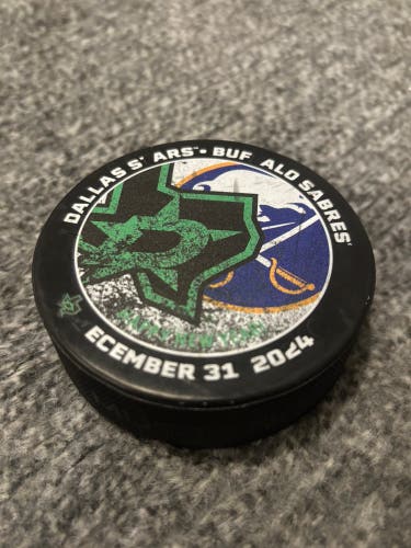 Buffalo Sabres vs Dallas Stars NHL Match Up Hockey Puck 12/31/2024