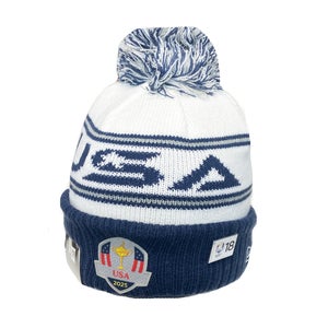 NEW 2025 Men's New Era USA Ryder Cup Navy/White Winter Pom Beanie/Hat