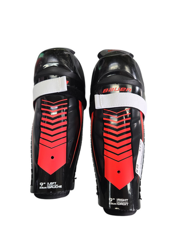 Used Bauer LIL SPORT Youth Shin Guards Black 9" 11617-S000328053
