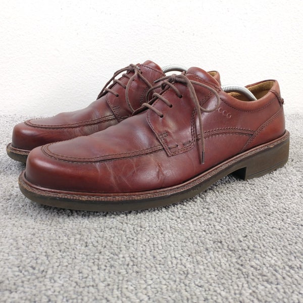 Ecco Moc Moccasin Toe Brown Oxfords Mens Size 45 EU Shoes Brown Leather Casual