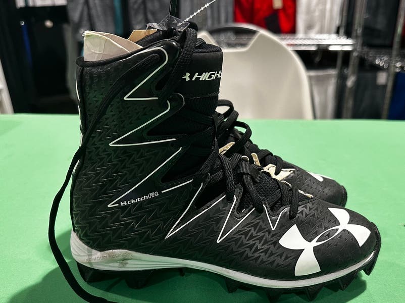 Black Unisex Youth Under Armour ClutchFit High Top Cleats  display picture 1
