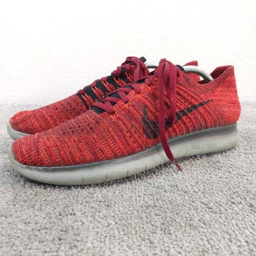 Nike Free RN Flyknit Mens Size 10 Running Shoes Knit Sneakers Red Low Top