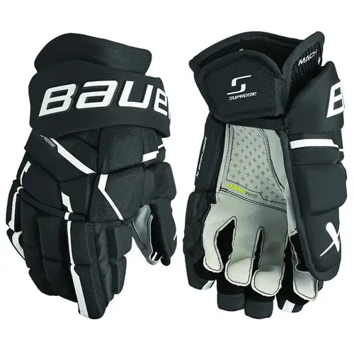 New Bauer Supreme Mach Senior Black and White Gloves 14"