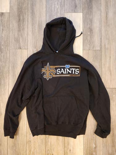 Mens NFL Team Apparel NEW ORLEANS SAINTS Pullover Hooded Hoodie SWEATSHIRT BLACK