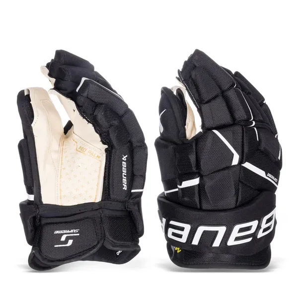 New Bauer Supreme M5 Pro Senior Black and White Gloves 14"
