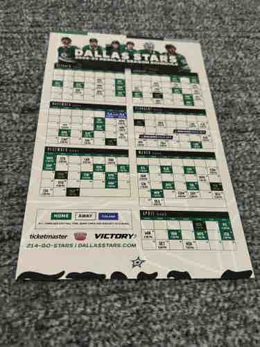 Dallas Stars NHL 2024-2025 Magnetic Schedule