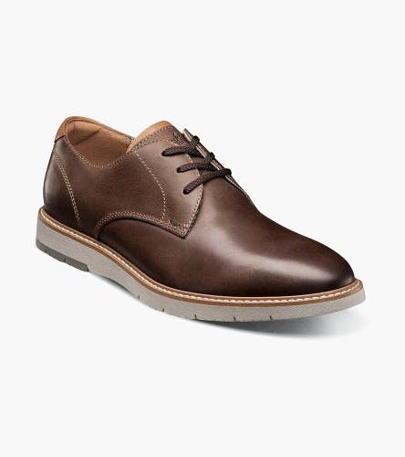 Florsheim Vibe 14418-215 Men's US 9 Brown Leather Plain Toe Oxford Shoes RTN148