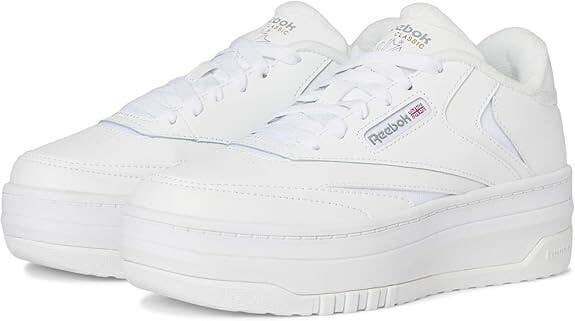 Reebok Club C Extra 100075205 Sneaker Kids 6 White Leather Platform Shoes RTN166