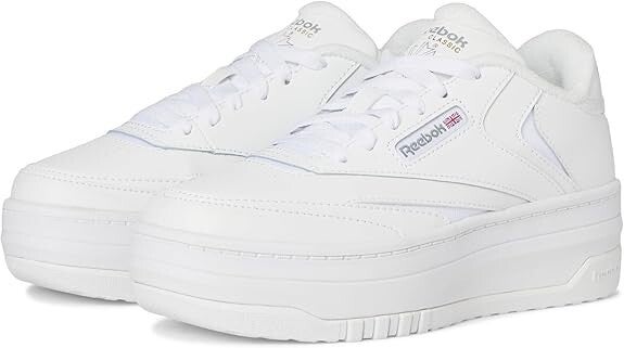 Reebok Club C Extra 100075205 Sneaker Kids 6 White Leather Platform Shoes RTN166