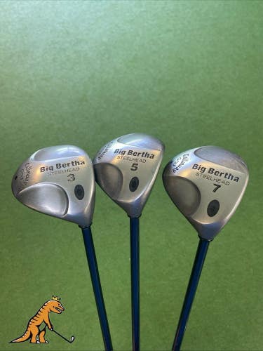 Used Callaway Big Bertha Steelhead Wood Set 3-Wood, 5-Wood, 7-Wood Graphite Firm