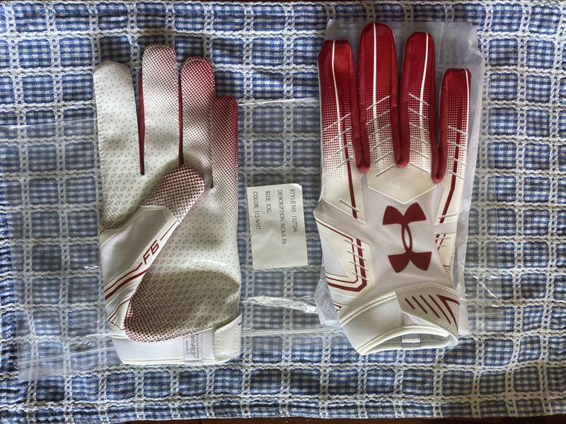 Mens Gloves Under Armour F6 Football Gloves Red Adult XXL Under