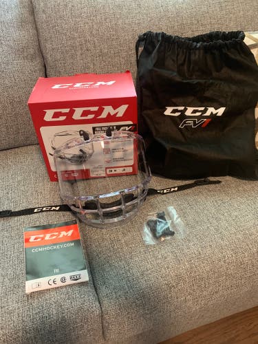 CCM FV1 Full Face Visor Senior (Like New) with helmet bag and hardware.