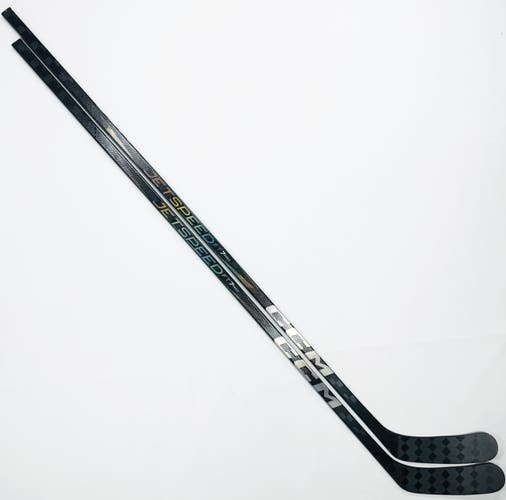 New 2 Pack Custom Black CCM Jetspeed FT7 Pro Hockey Stick-LH-85 Flex-P90M-Grip W/ Bubble Texture