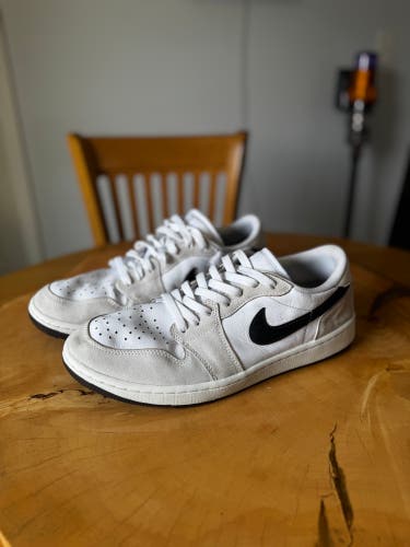 Nike Air Jordan 1 Low Tan/Brown and White Golf Shoes Near Mint
