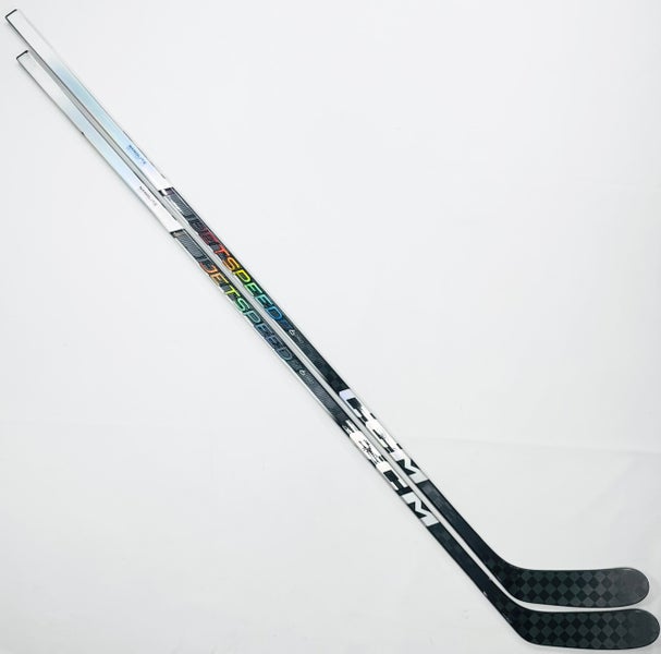 New 2 Pack Custom White CCM Jetspeed FT6 Pro Hockey Stick-LH-95 Flex-ZEGRAS Pro Curve-Grip