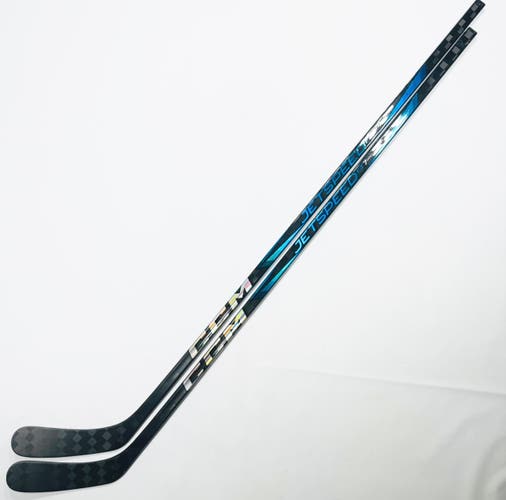 New 2 Pack Custom Blue CCM Jetspeed FT7 Pro Hockey Stick-RH-P90-75 Flex-Grip