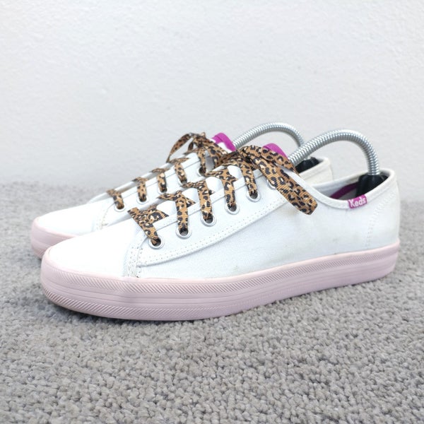 Keds Elizabeth And James Womens Size 6.5 Shoes White Canvas Leopard Animal Print