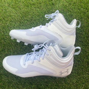 Under Armour Highlight Hammer D Wide Football Cleats – White/Grey – Size 10.5 – New