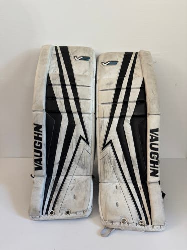 Used Junior Size 28" + 2" Vaughn Velocity V9 Goalie Leg Pads - Black/White