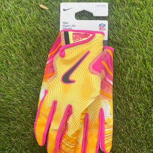 Nike Vapor Jet Football Gloves – Yellow/Orange/Pink – Size XXL – Brand New