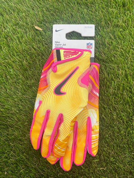 Nike Vapor Jet Football Gloves – Yellow/Orange/Pink – Size XXL – Brand New