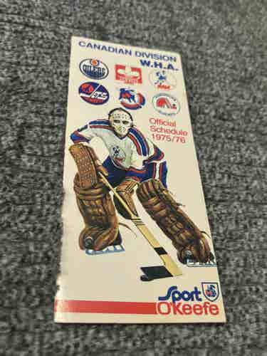 Vintage World Hockey Association WHA Canadian Division 1975-1976 Pamphlet Schedule