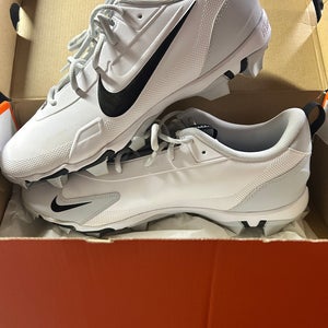 White Men's Size M 12.5 (W 13.5) Adult Nike Low Top Force Trout 9 Keystone Molded Cleats (New)