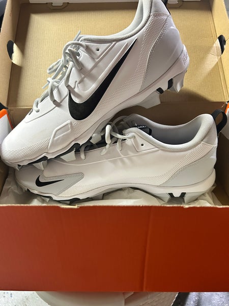 White Men's Size M 12.5 (W 13.5) Adult Nike Low Top Force Trout 9 Keystone Molded Cleats (New)