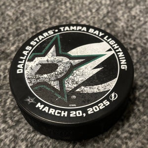 Tampa Bay Lightning vs Dallas Stars NHL Match Up Hockey Puck 3/20/2025