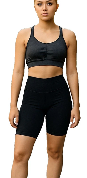 Mondetta Womens Small Black Biker Short High Rise Ribbed Moisture Wicking Active