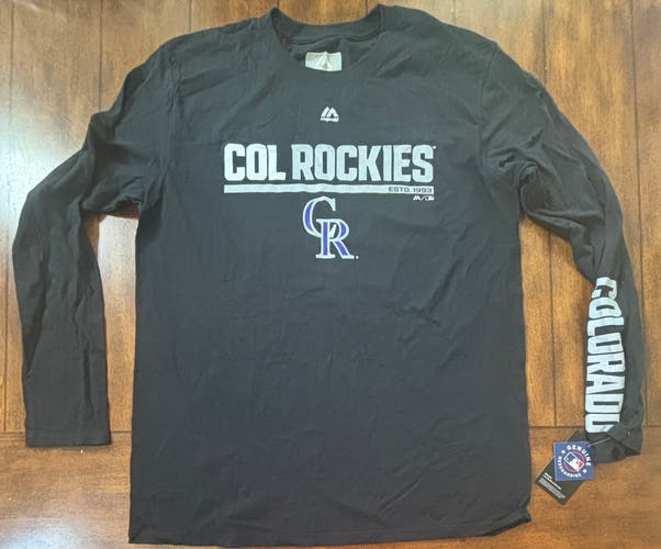 Colorado Rockies Majestic Long Sleeve Shirt Adult Large NWT