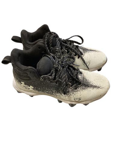 Used Under Armour BASEBALL CLEATS WHITE/BLK BB/SB Cleats Black Junior 04 11884-S000048692