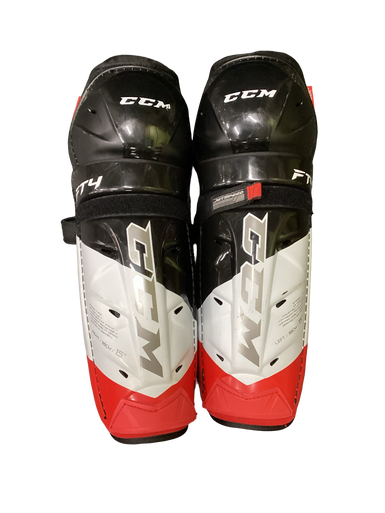 Used CCM FT4 Senior Shin Guards White 15" 11613-S000163673