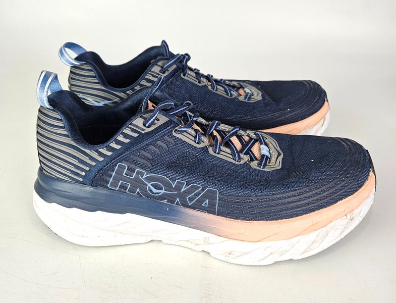 HOKA One One Bondi 6 Running Shoes Womens Size 9.5 Blue Pink 1019270 MIDP